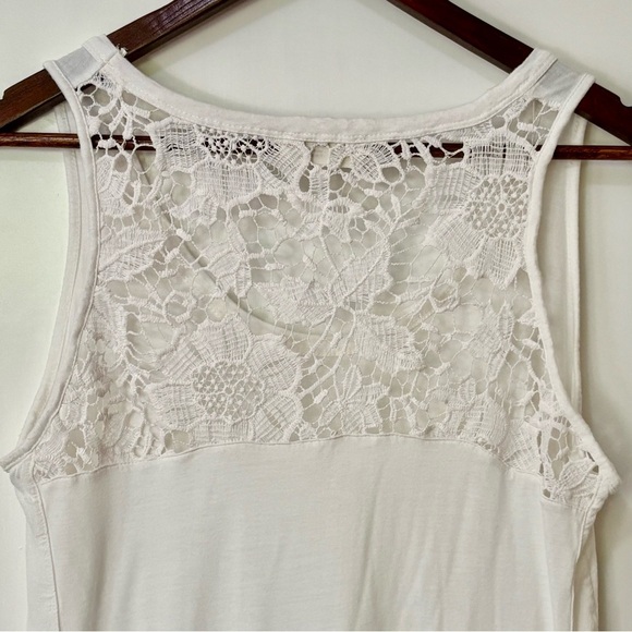 Zara| Feminine Ivory White Knit Lace Tank Top w/ Back Lace Panel Sz M - Picture 1 of 5